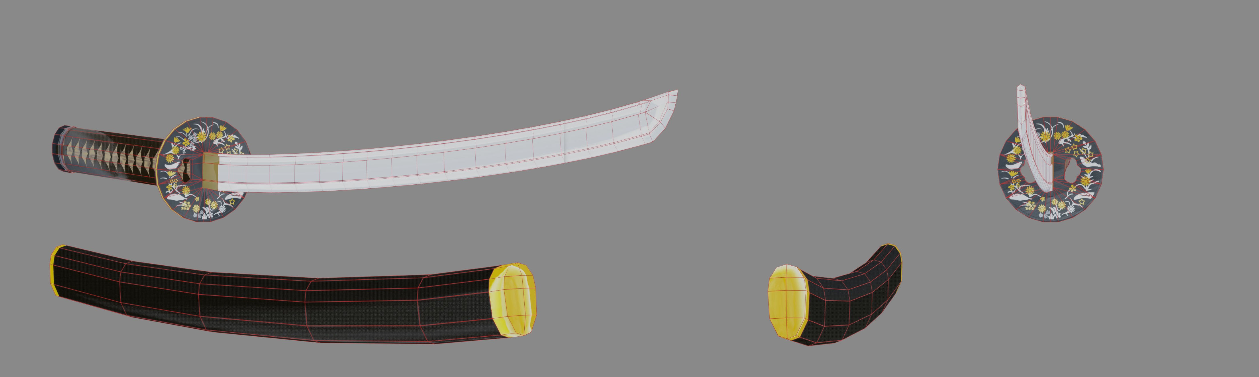 Katana sword Low-poly 3D model_10