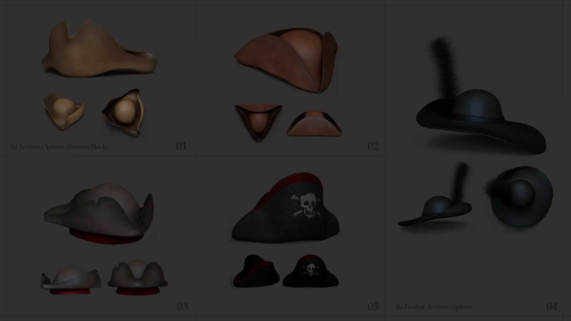 05 Pirate Hat Pack - Asset - With a Bonus  Low-poly 3D model_0