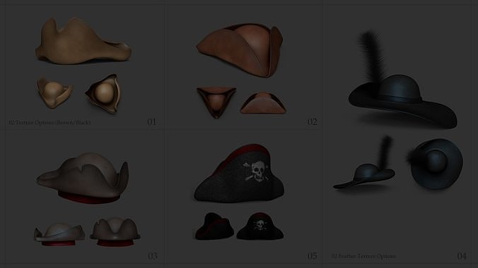 05 Pirate Hat Pack - Asset - With a Bonus  Low-poly 3D model
