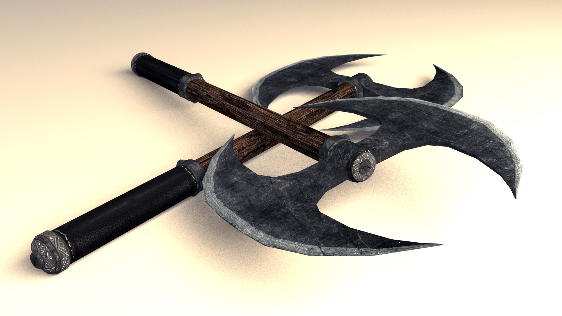 Two Handed Axe 01 Low-poly 3D model_1