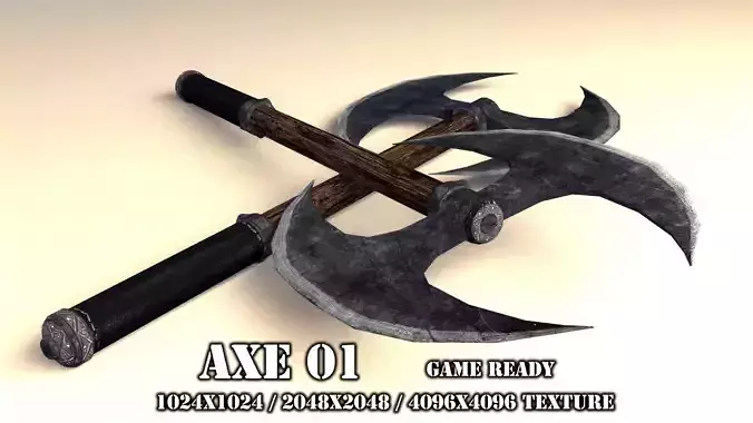 Two Handed Axe 01 Low-poly 3D model