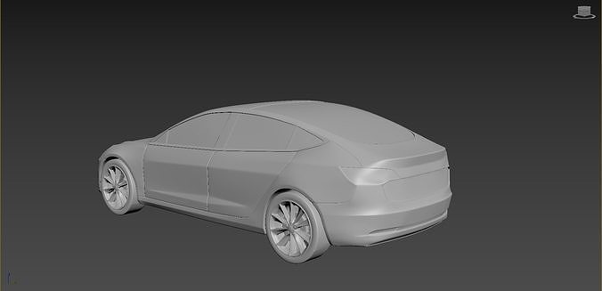 Tesla Model 3 on a small scale 3D print model 2