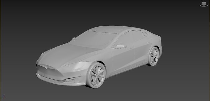 Tesla Model S on a small scale 3D print model