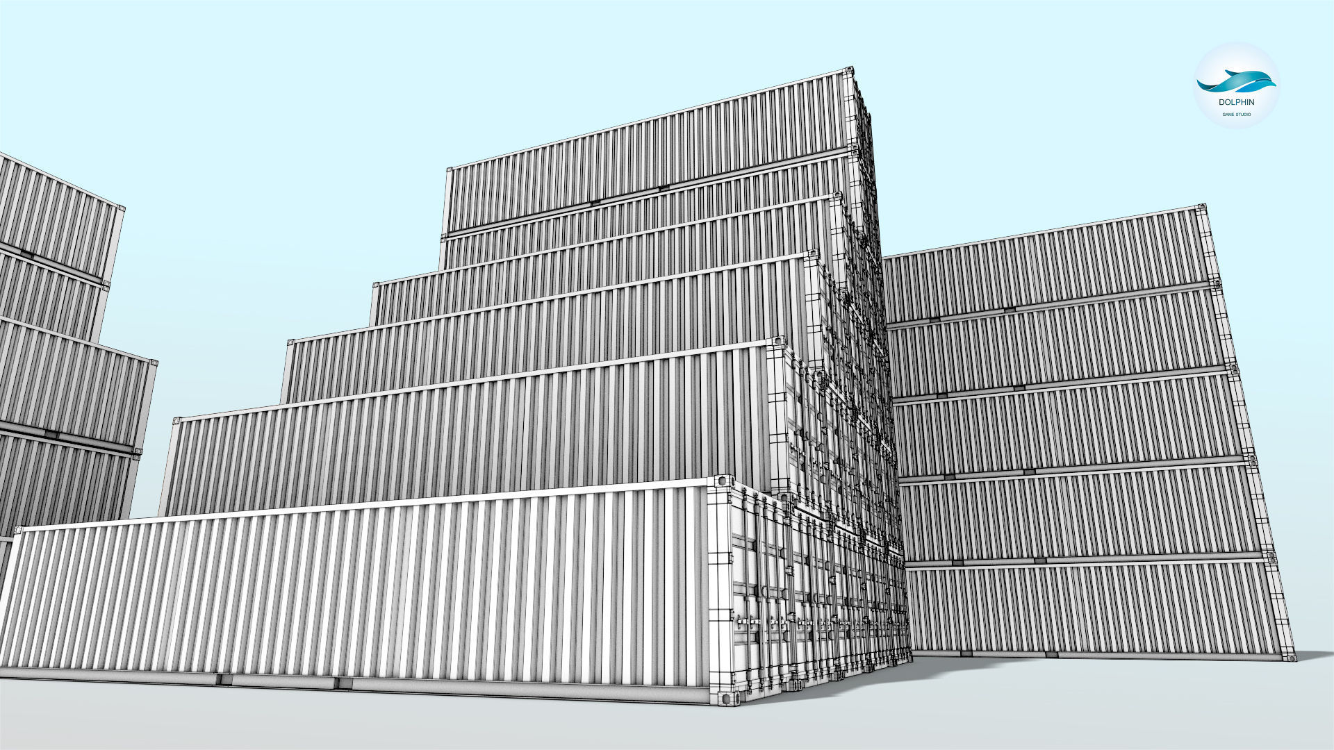 48 shipping containers Set Low-poly 3D model_17