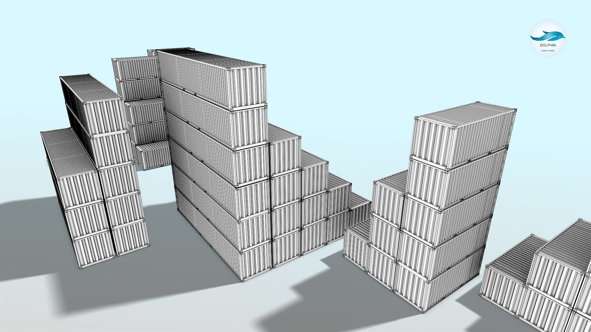 48 shipping containers Set Low-poly 3D model_18