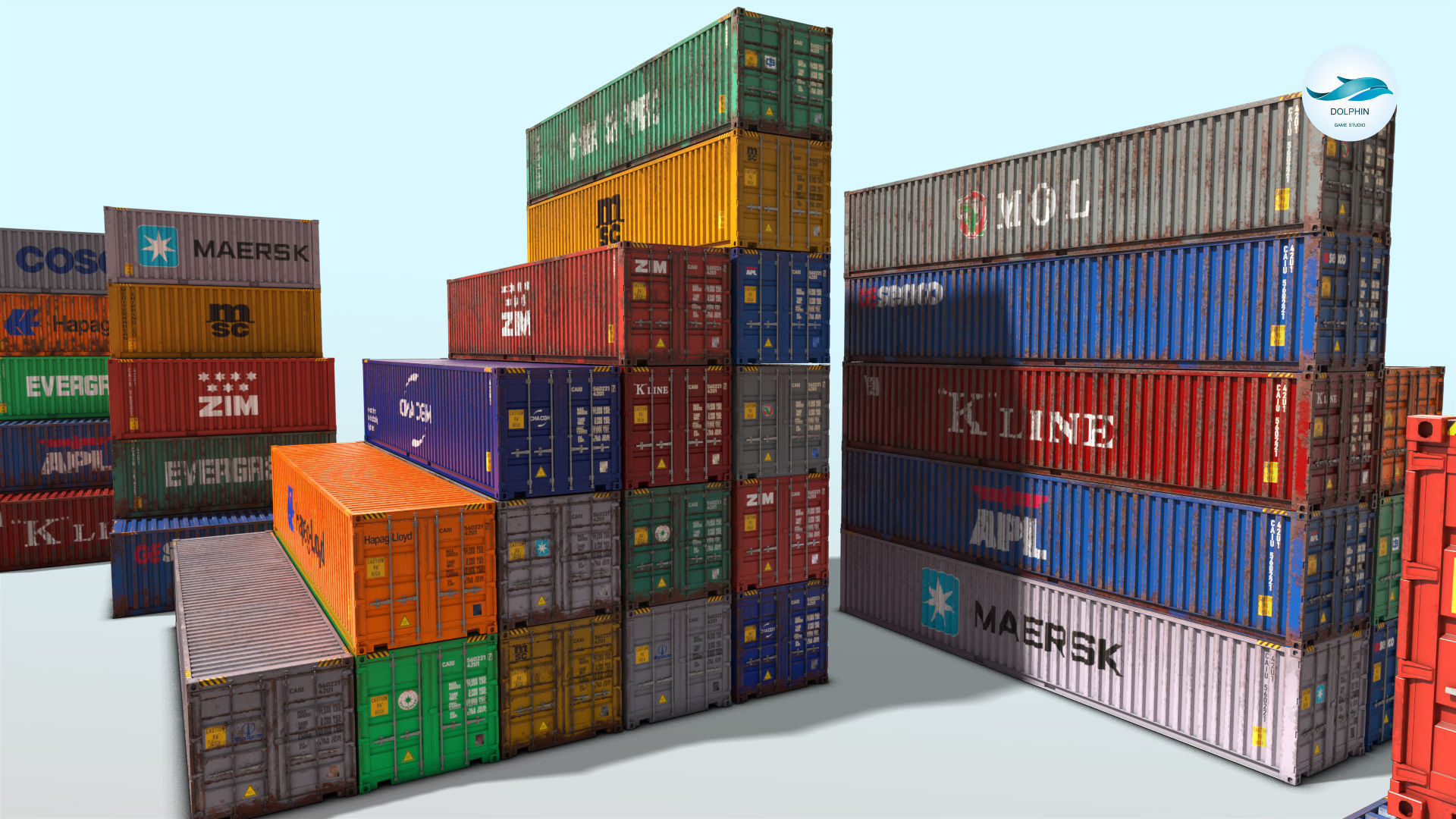 48 shipping containers Set Low-poly 3D model_20