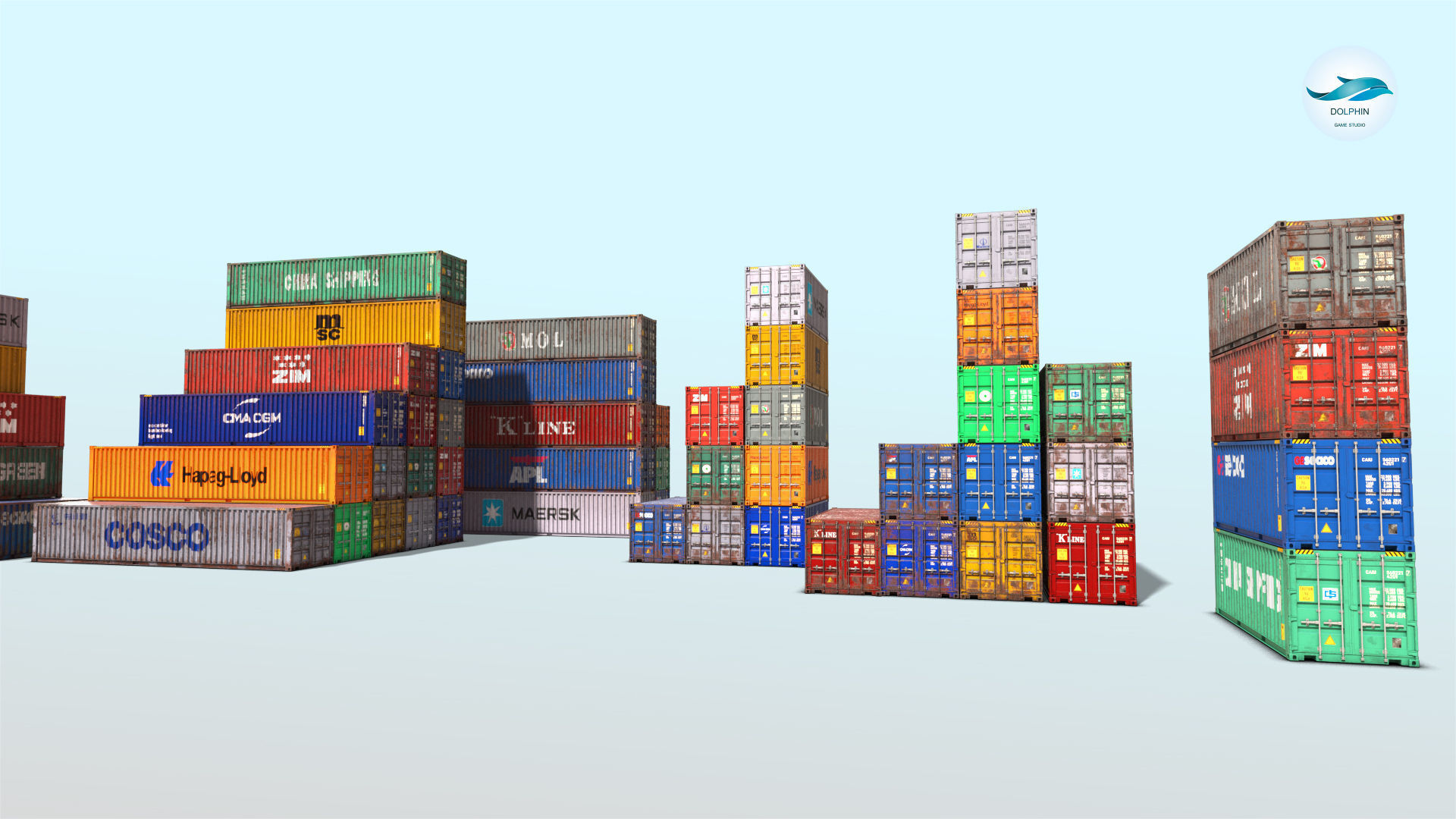 48 shipping containers Set Low-poly 3D model_2