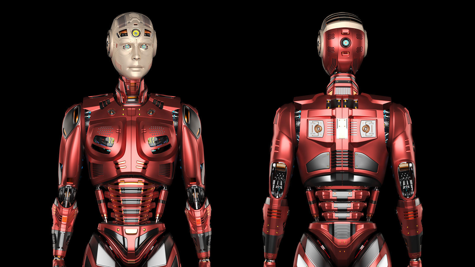 Futuristic Robot Man 2-5B Rigged 3D model_15