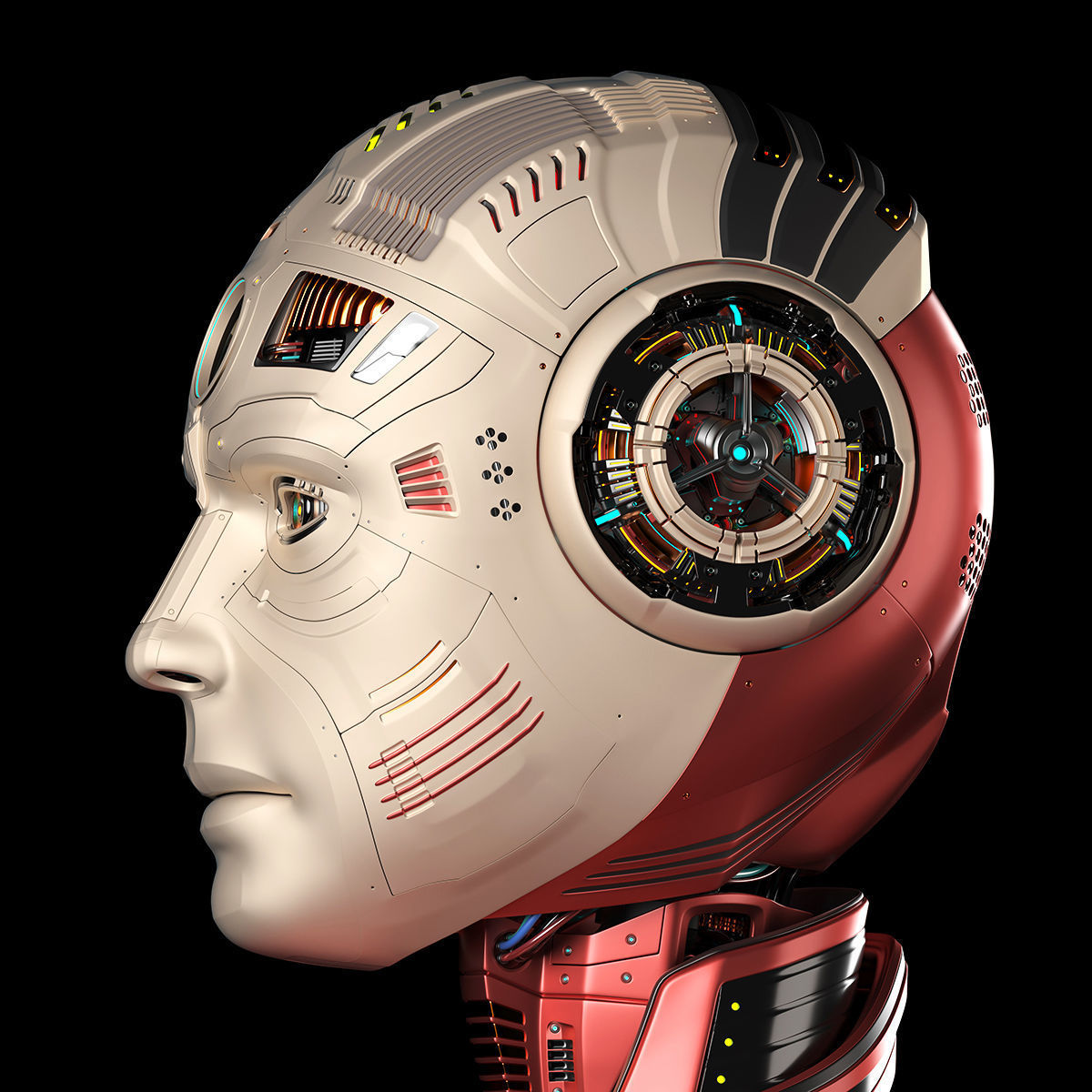 Futuristic Robot Man 2-5B Rigged 3D model_8