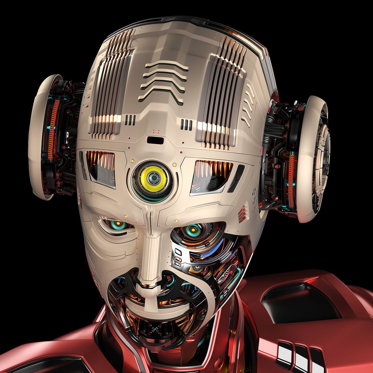 Futuristic Robot Man 2-5B Rigged 3D model_9