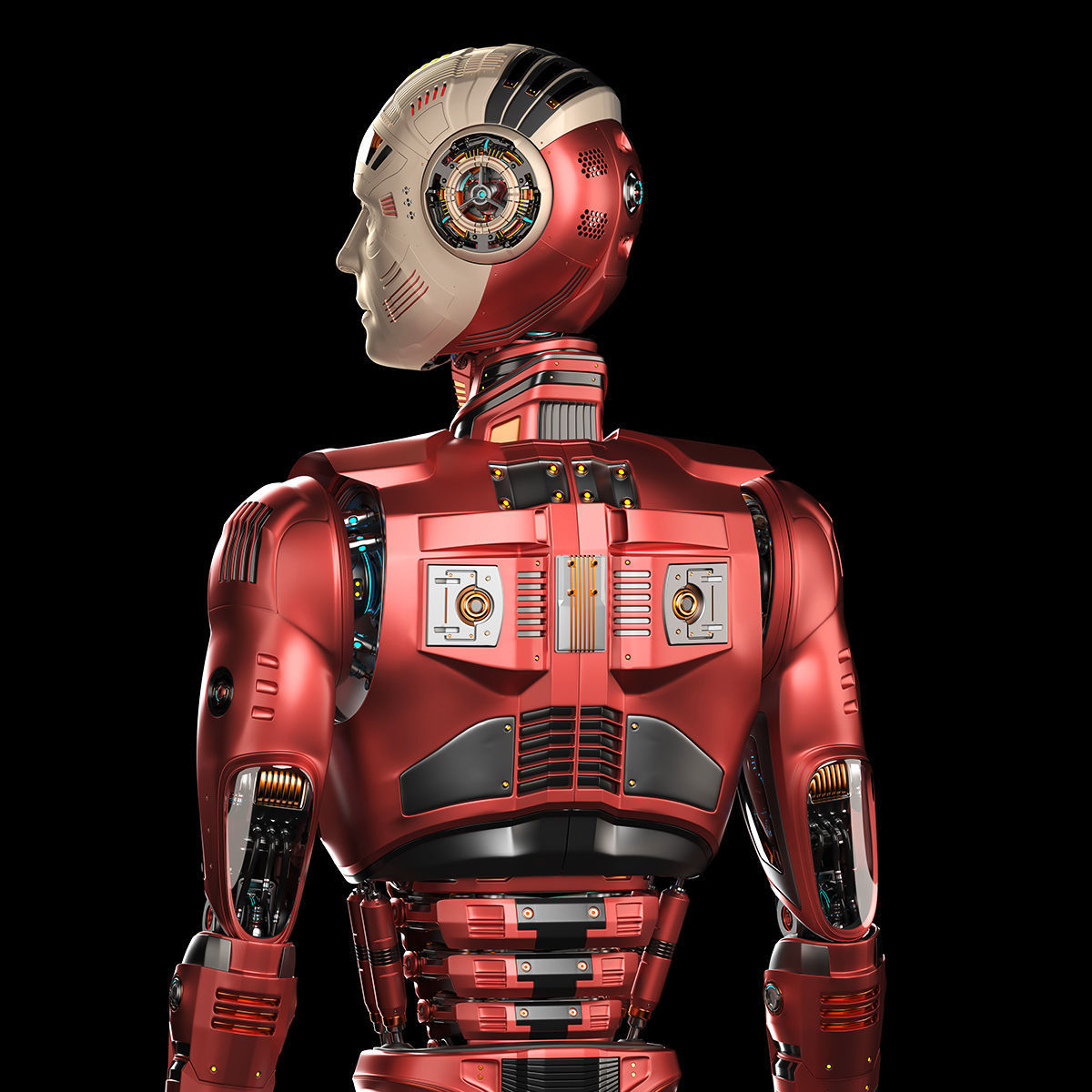 Futuristic Robot Man 2-5B Rigged 3D model_13