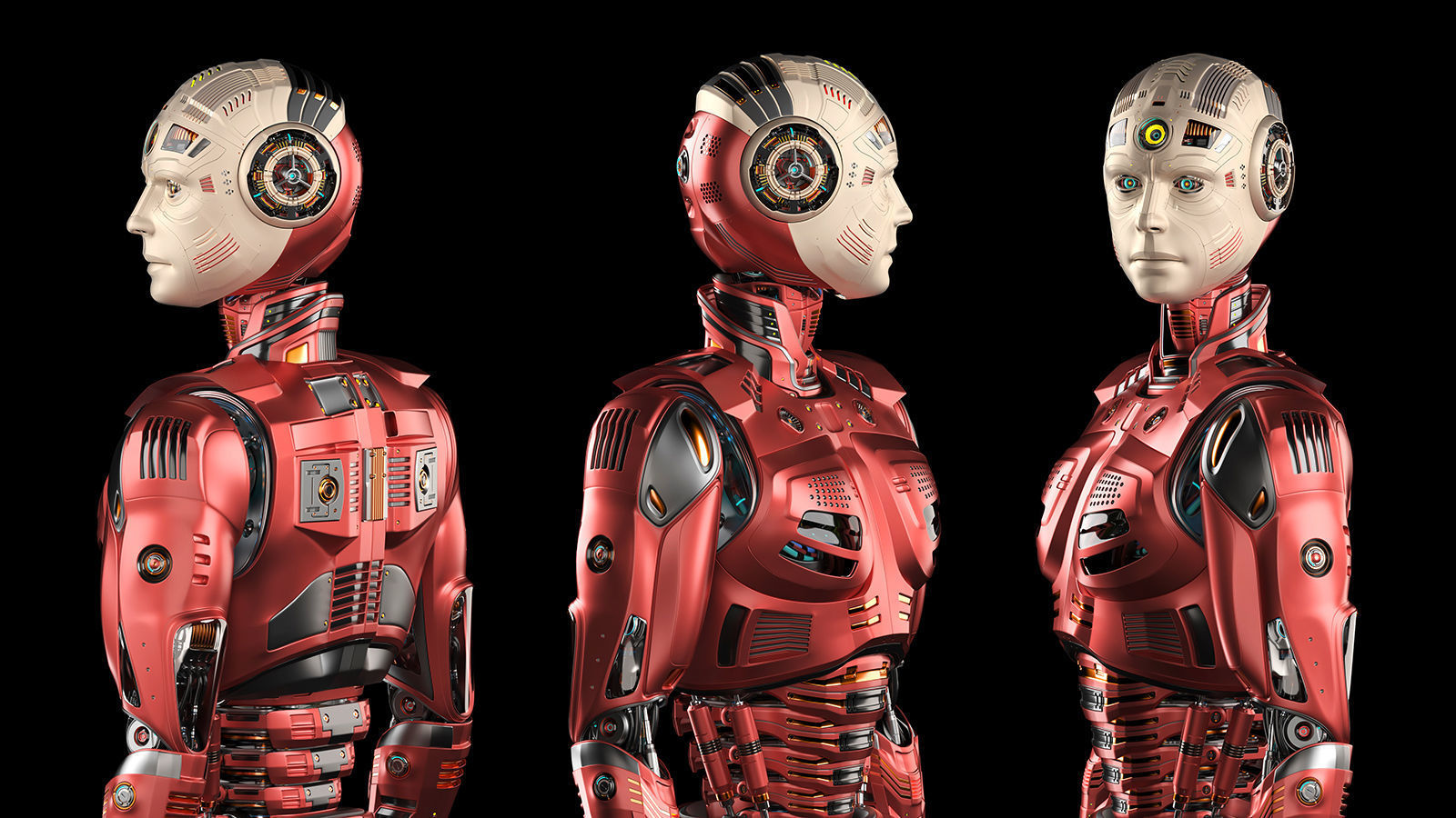 Futuristic Robot Man 2-5B Rigged 3D model_1