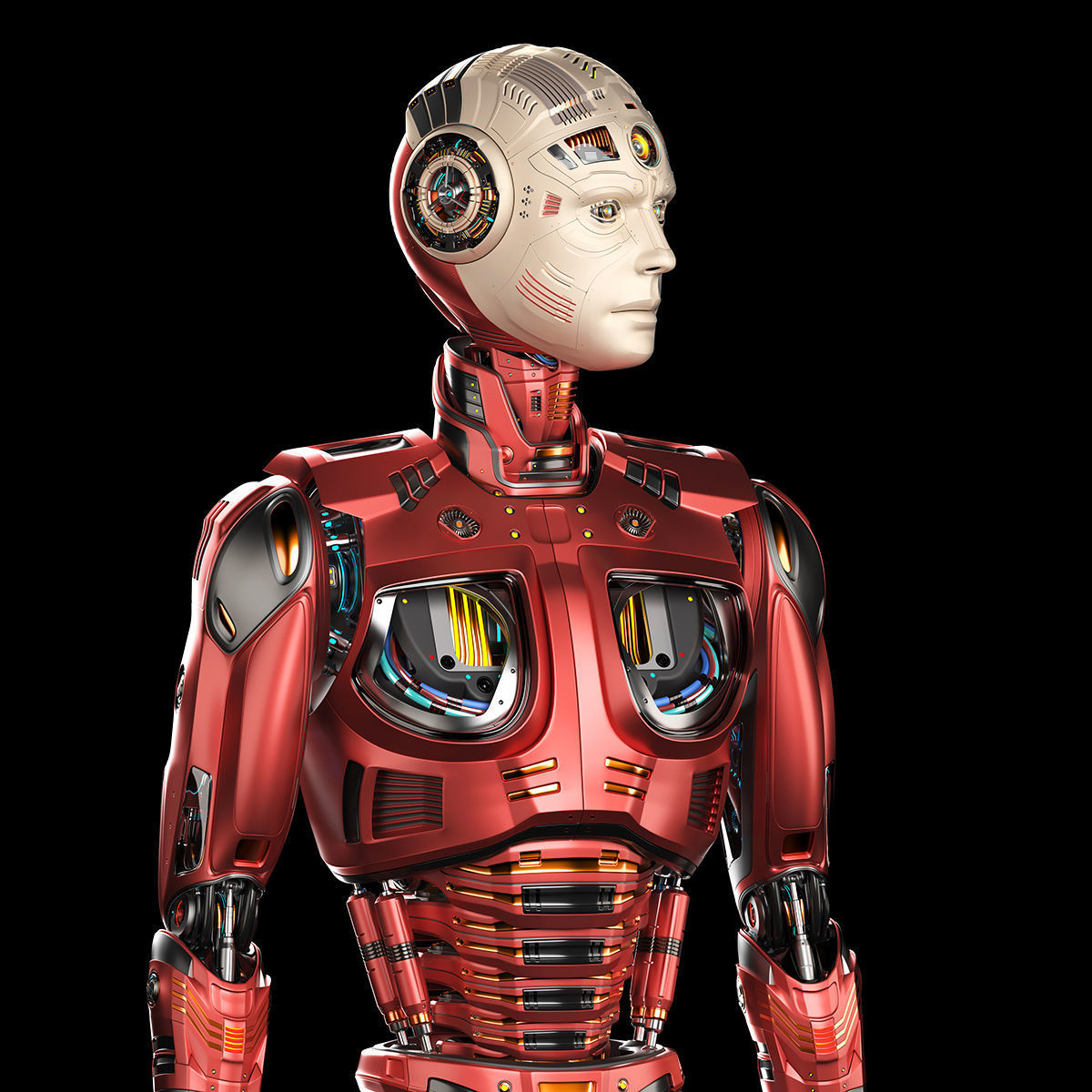 Futuristic Robot Man 2-5B Rigged 3D model_14