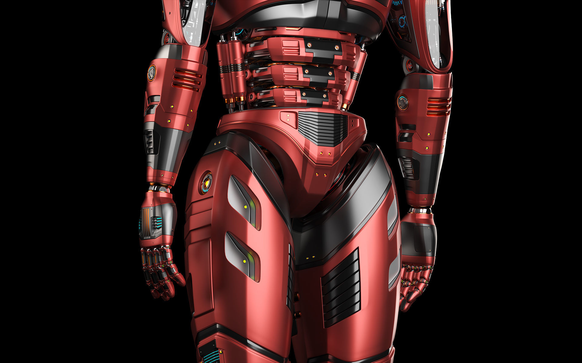 Futuristic Robot Man 2-5B Rigged 3D model_6