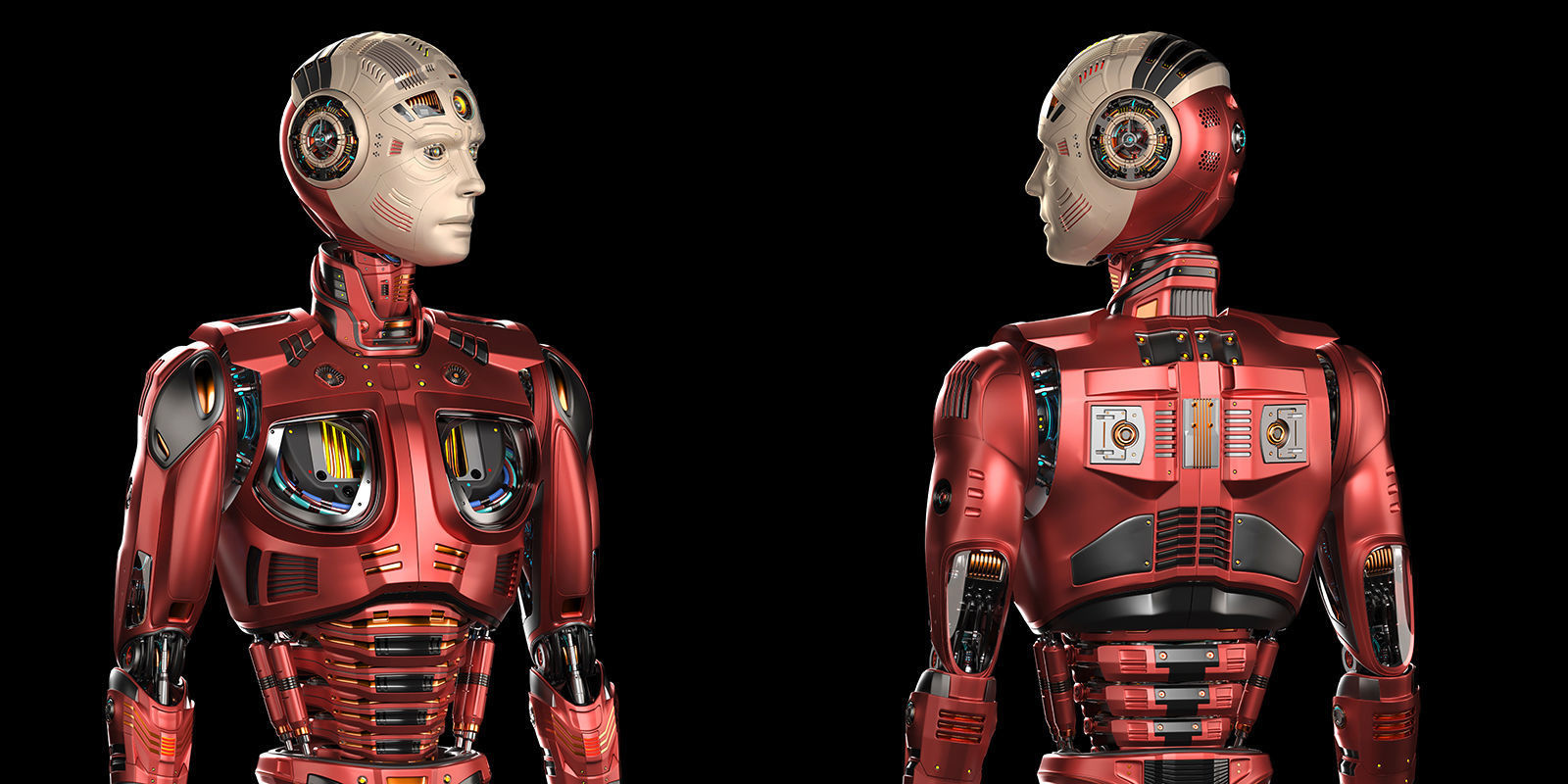 Futuristic Robot Man 2-5B Rigged 3D model_4