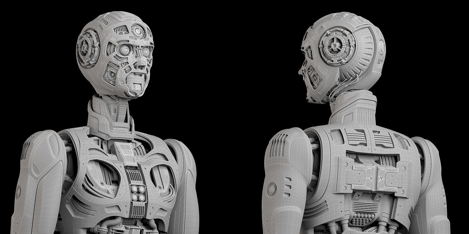 Futuristic Robot Man 2-5B Rigged 3D model_17