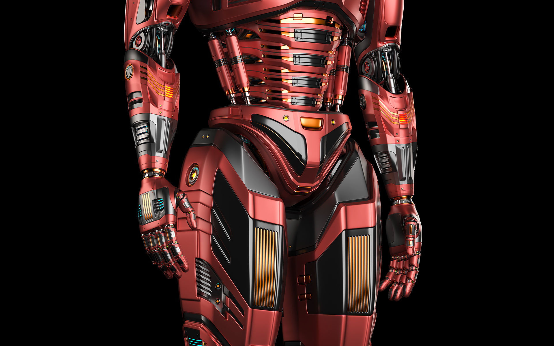 Futuristic Robot Man 2-5B Rigged 3D model_5