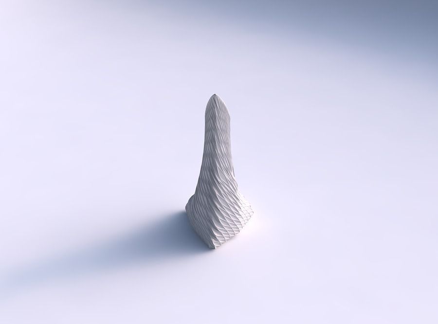 Vase grounded tipping triangle with twisted diagonal grid dents 3D print model
