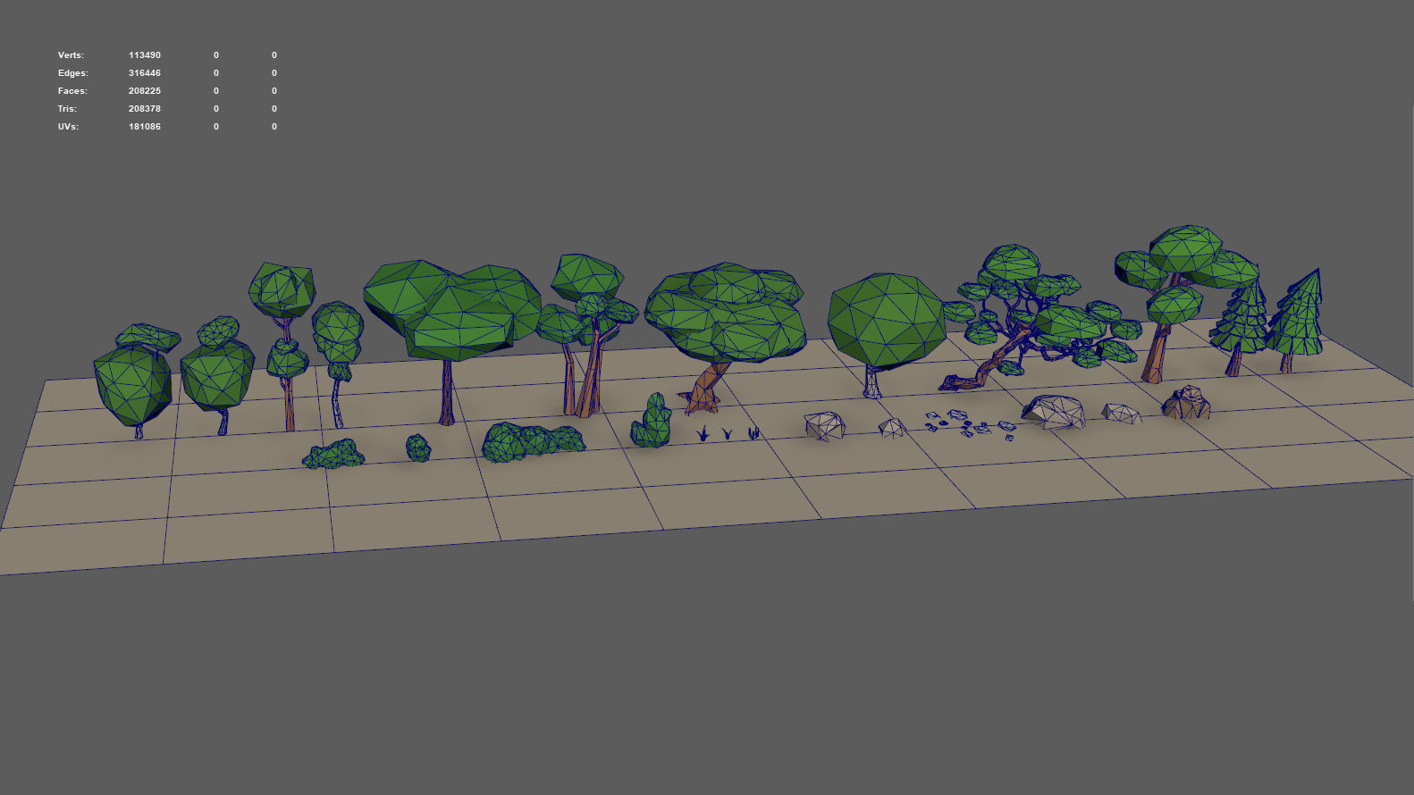 Low Poly Forest Scene with Tree Houses Low-poly 3D model_9