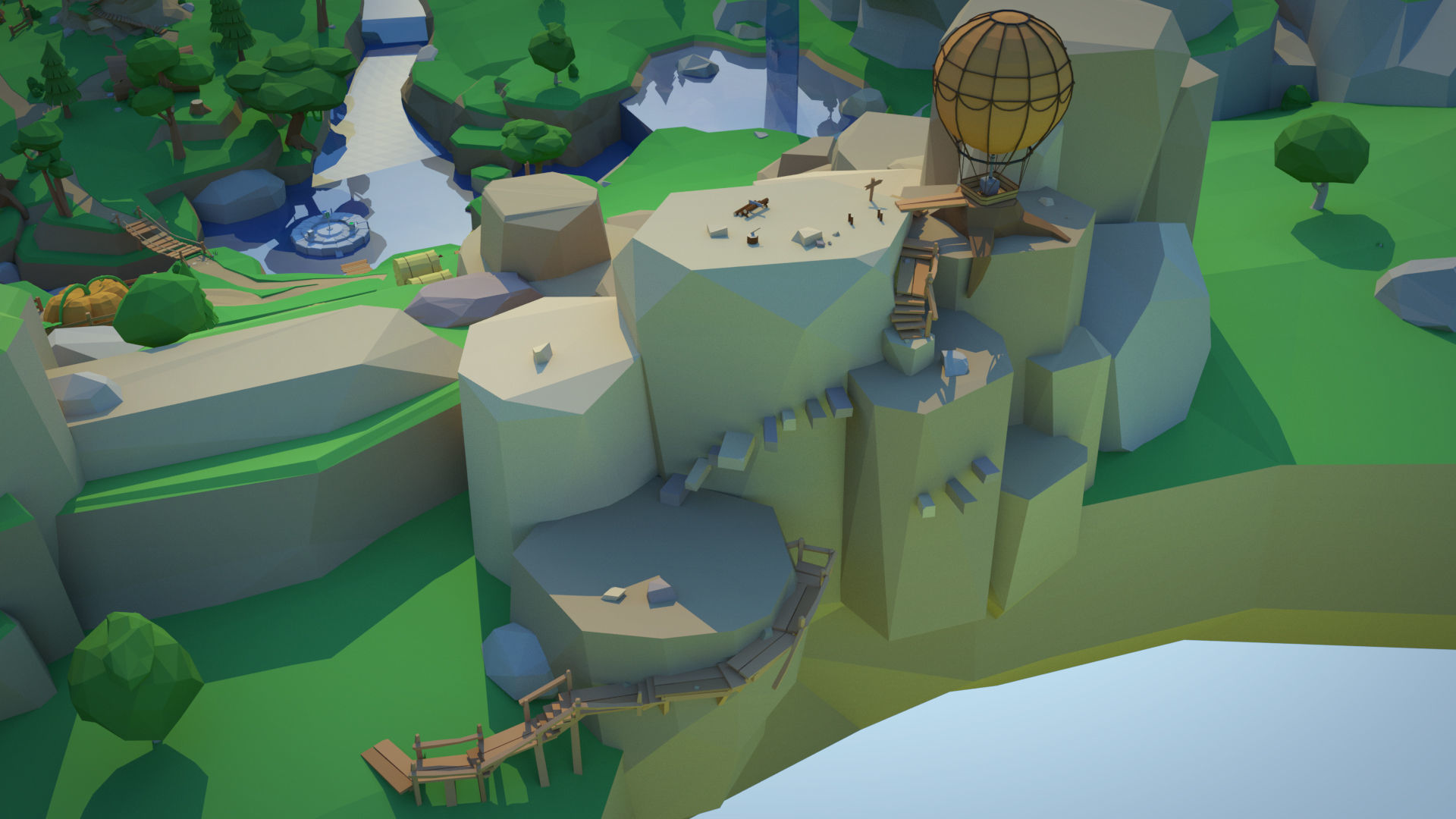 Low Poly Forest Scene with Tree Houses Low-poly 3D model_6