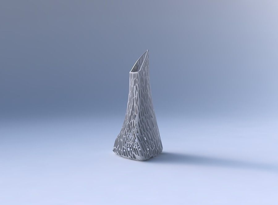 Vase grounded tipping triangle with twisted organic lattice a... 3D print model_4