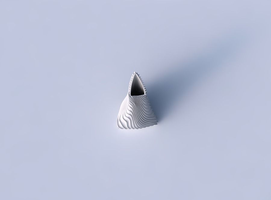 Vase grounded tipping triangle with wavy extruded lines 2 3D print model_2