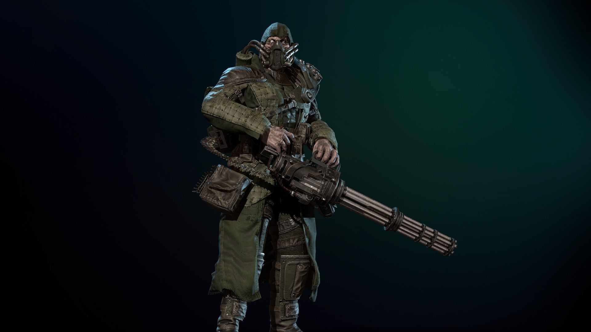 mutant with a machine gun Low-poly 3D model_22