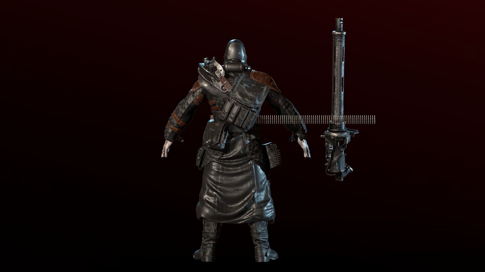 mutant with a machine gun Low-poly 3D model_14