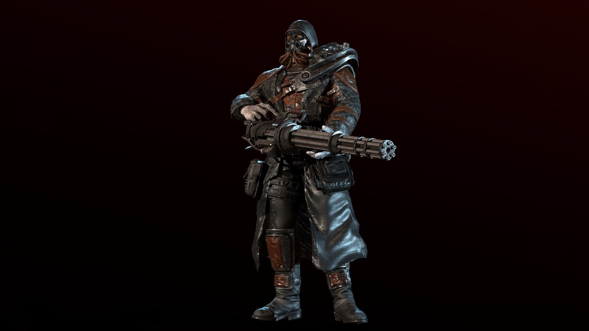 mutant with a machine gun Low-poly 3D model_26