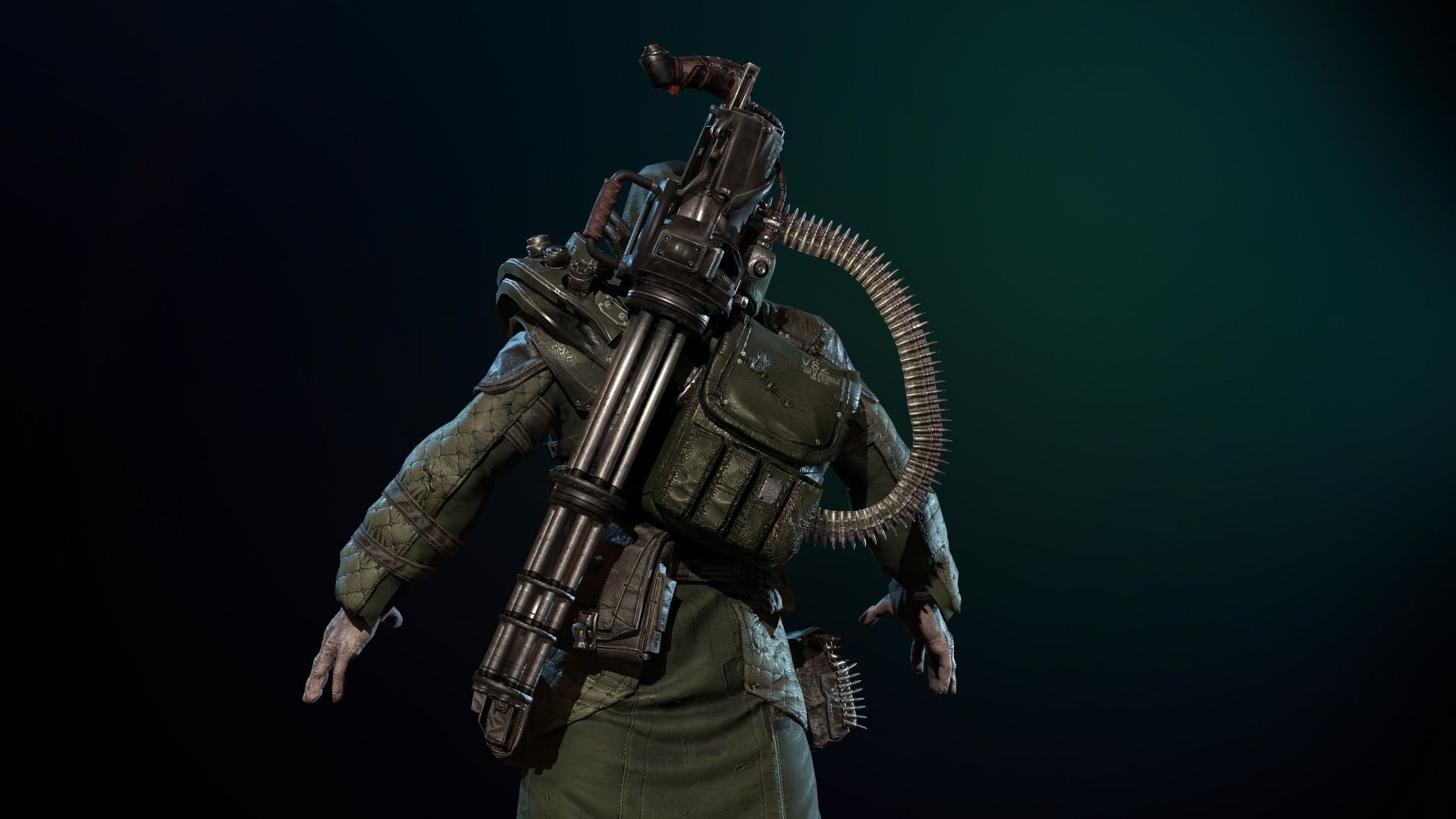 mutant with a machine gun Low-poly 3D model_24