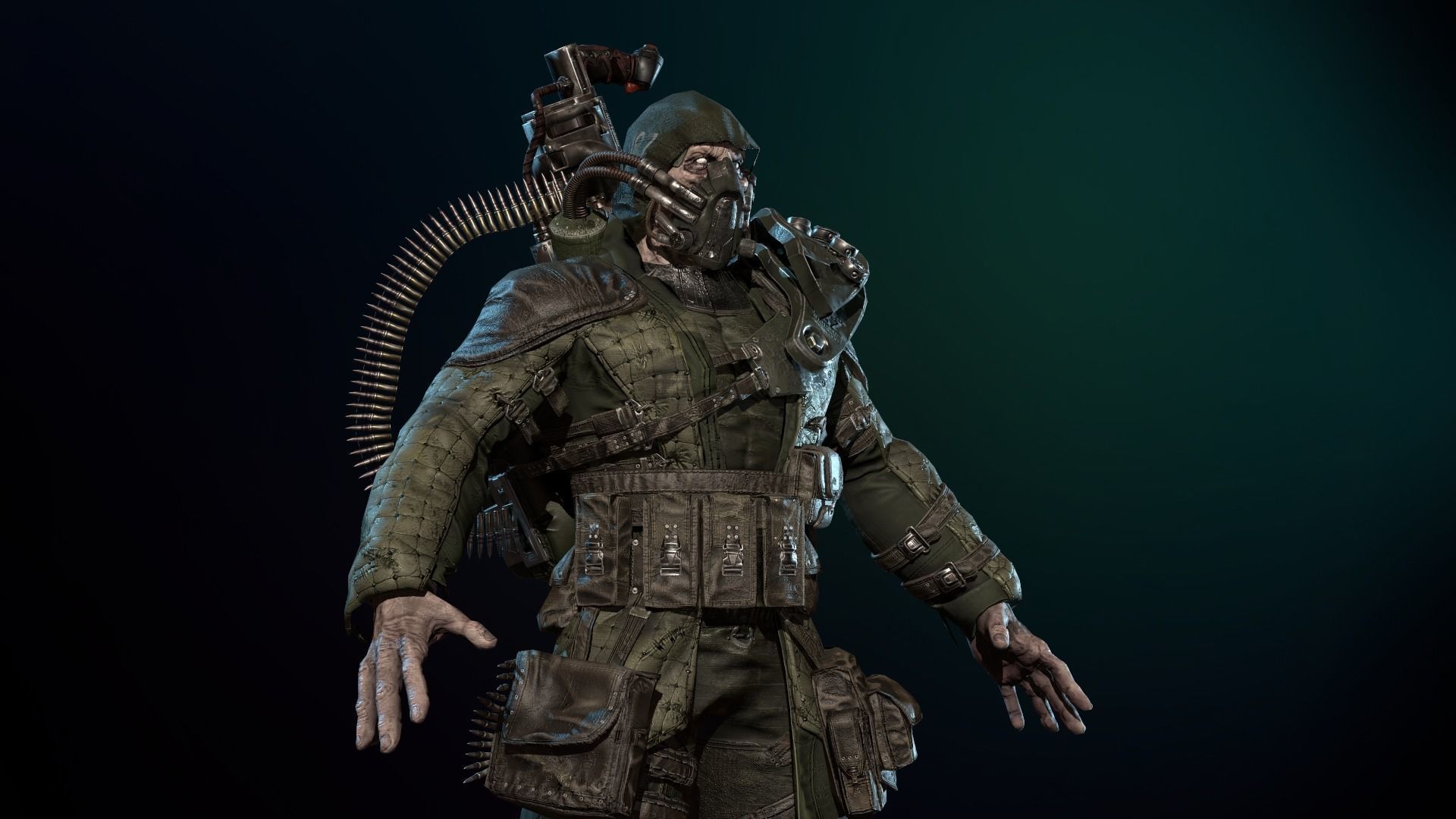 mutant with a machine gun Low-poly 3D model_36