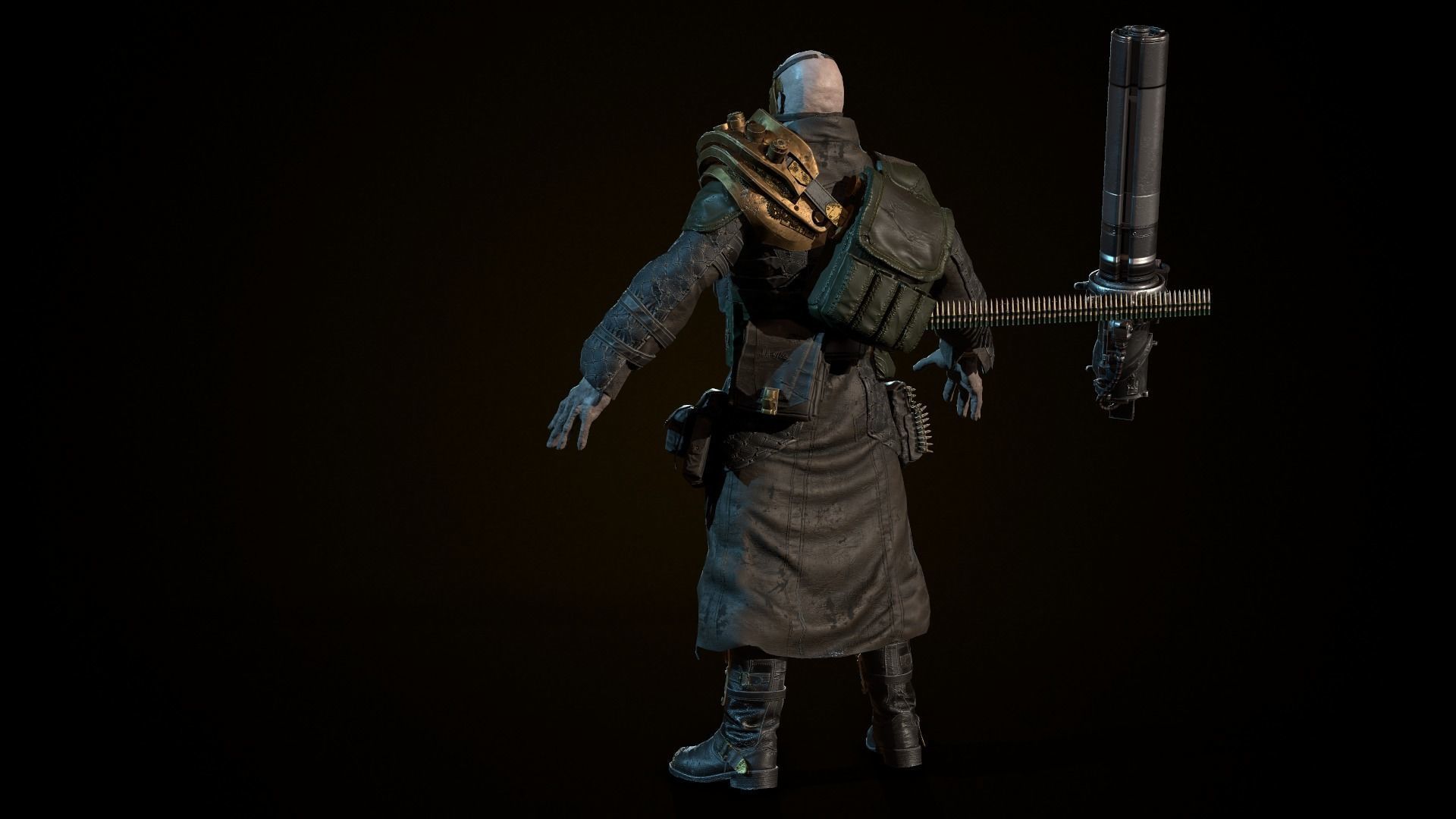 mutant with a machine gun Low-poly 3D model_12