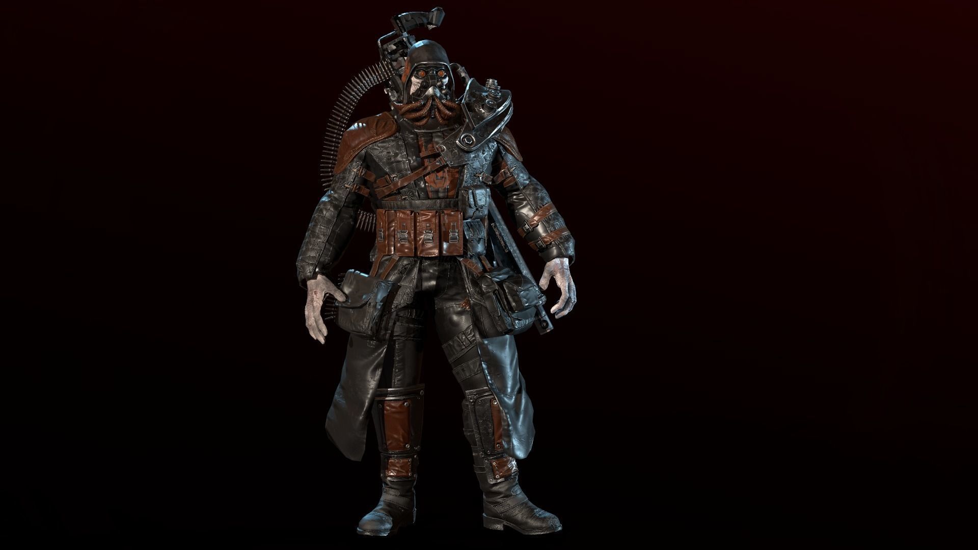 mutant with a machine gun Low-poly 3D model_23