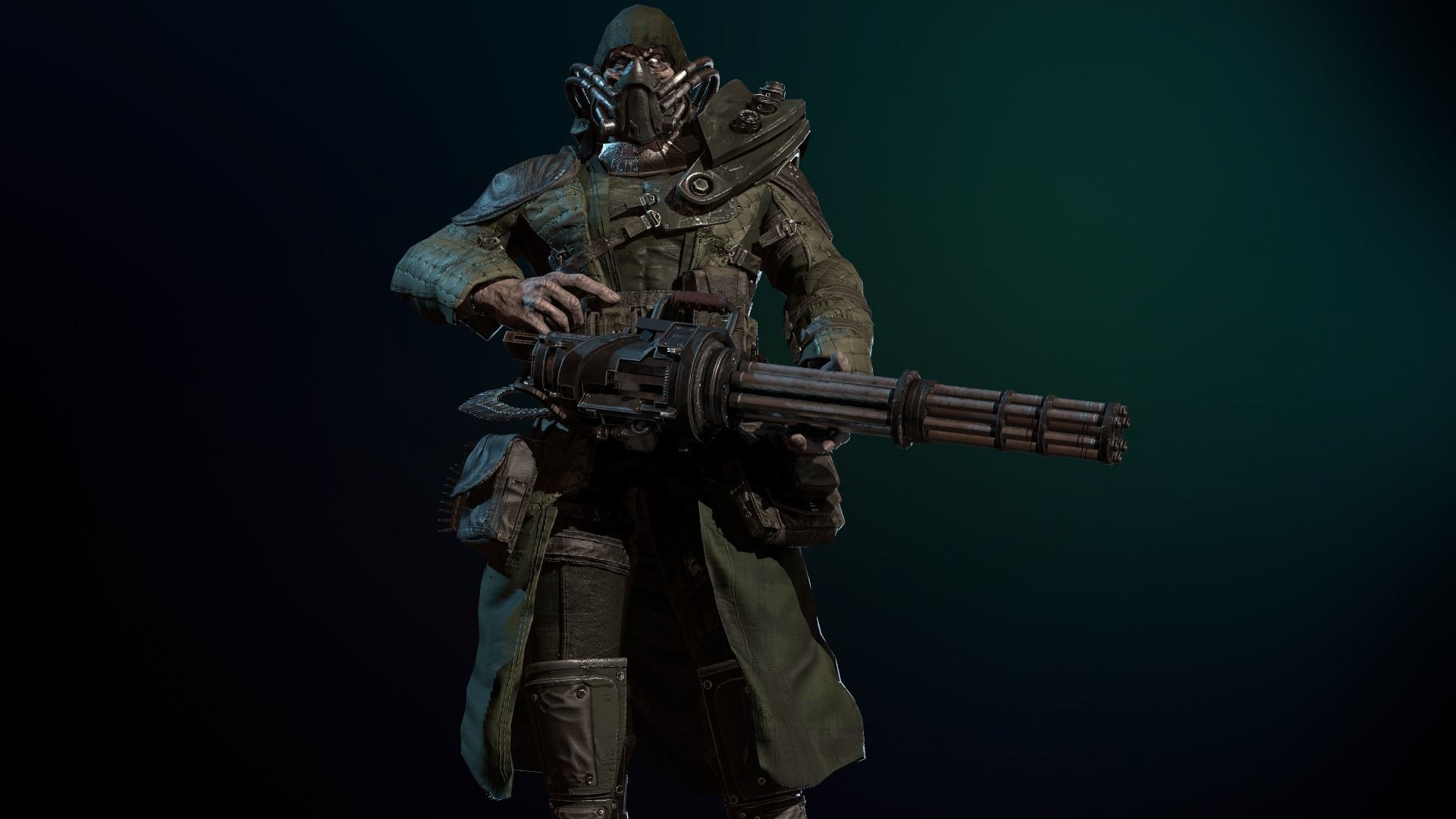 mutant with a machine gun Low-poly 3D model_35