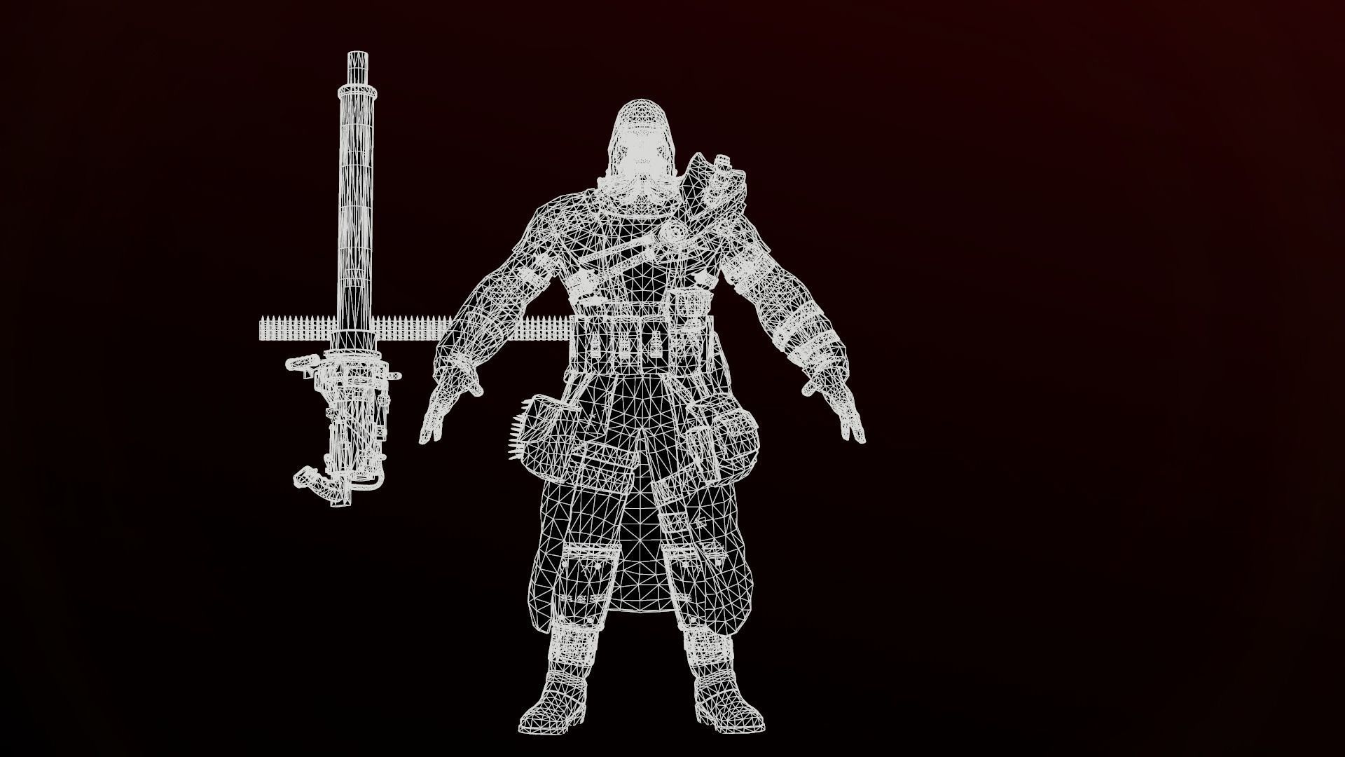 mutant with a machine gun Low-poly 3D model_20