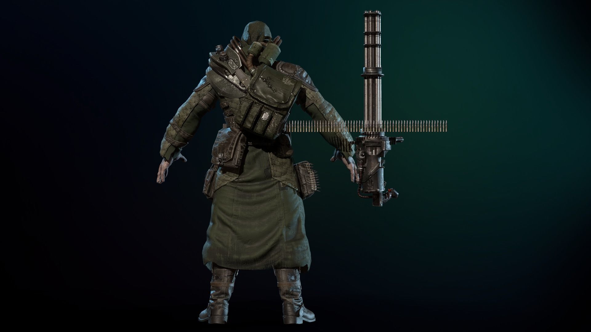 mutant with a machine gun Low-poly 3D model_15