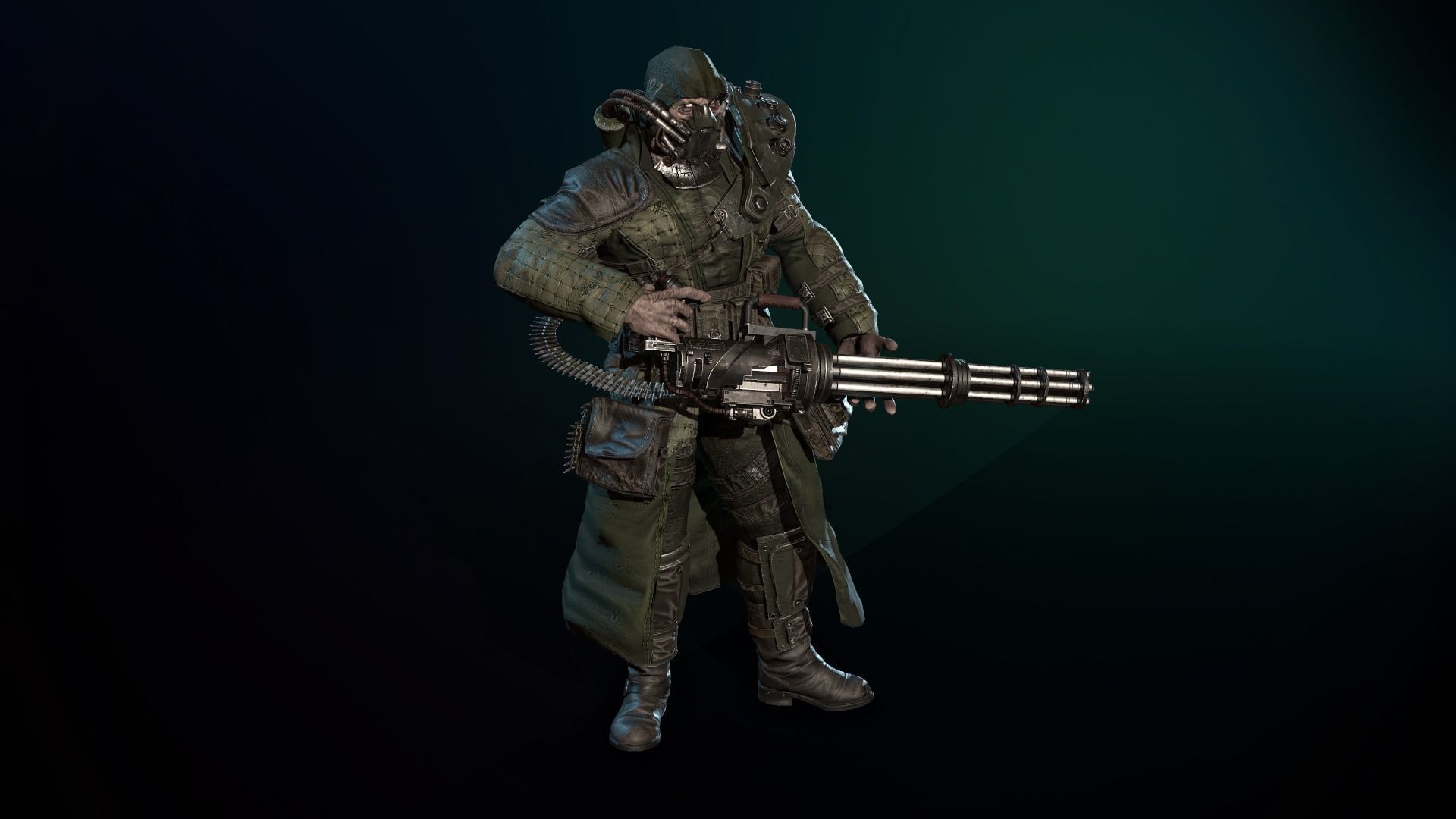 mutant with a machine gun Low-poly 3D model_21