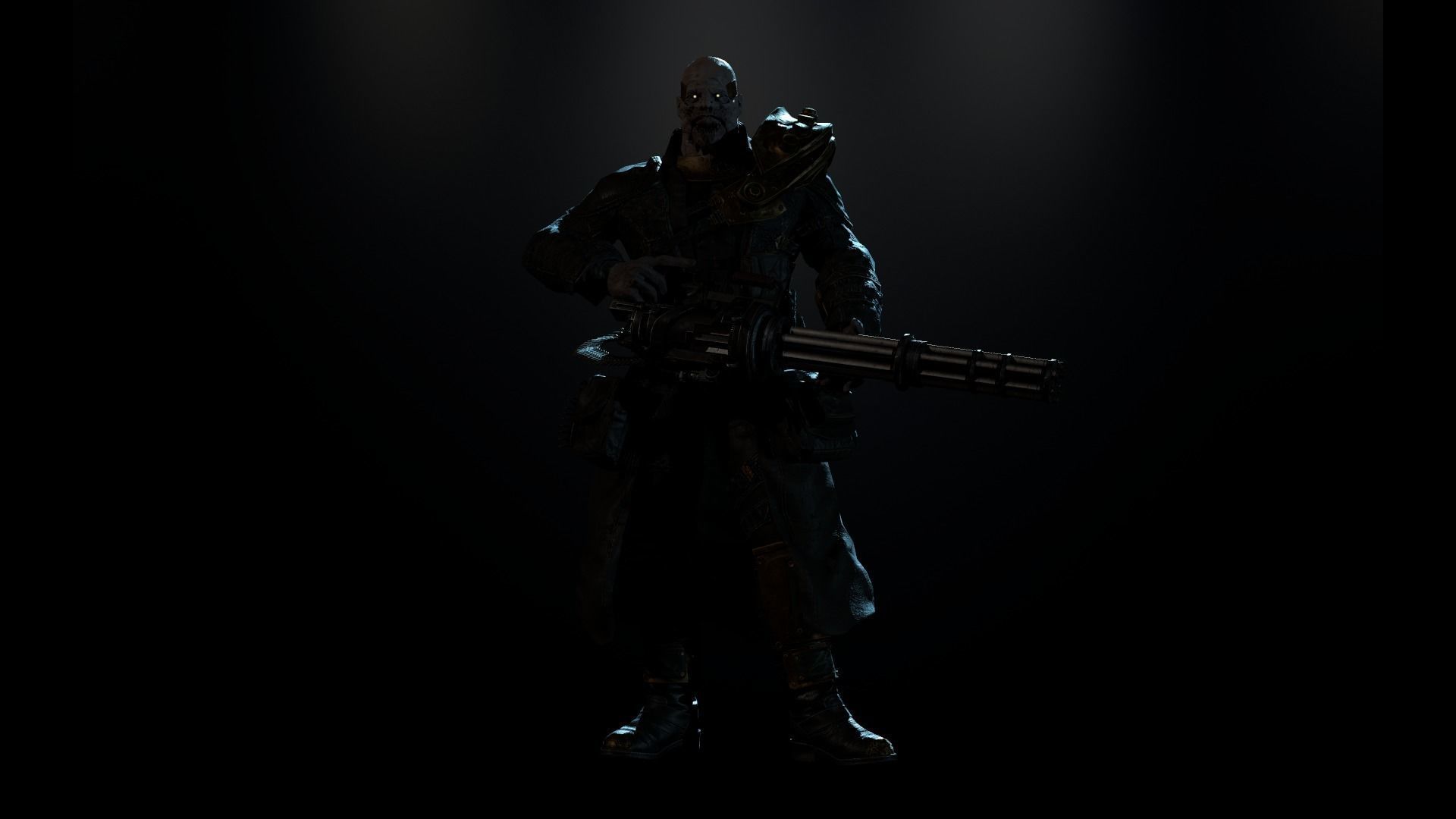 mutant with a machine gun Low-poly 3D model_29