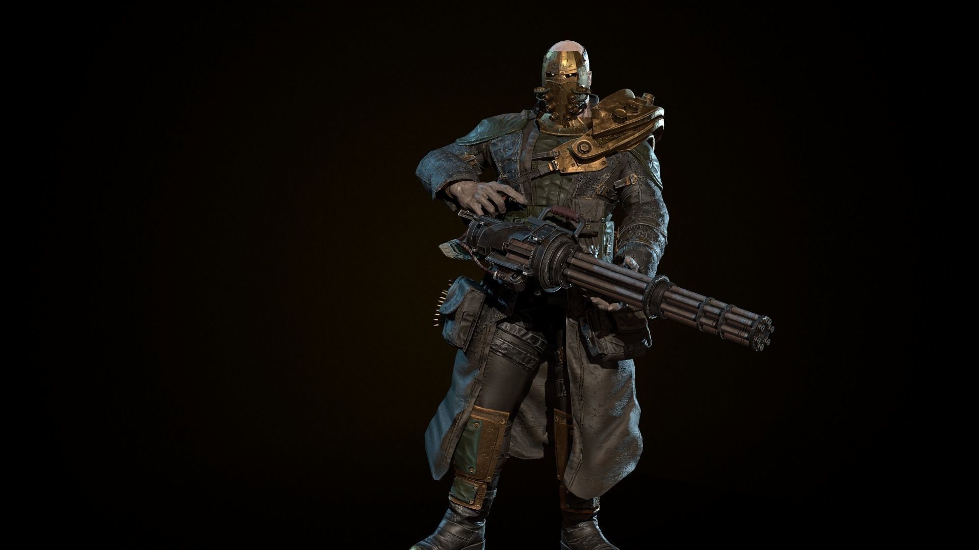 mutant with a machine gun Low-poly 3D model_6