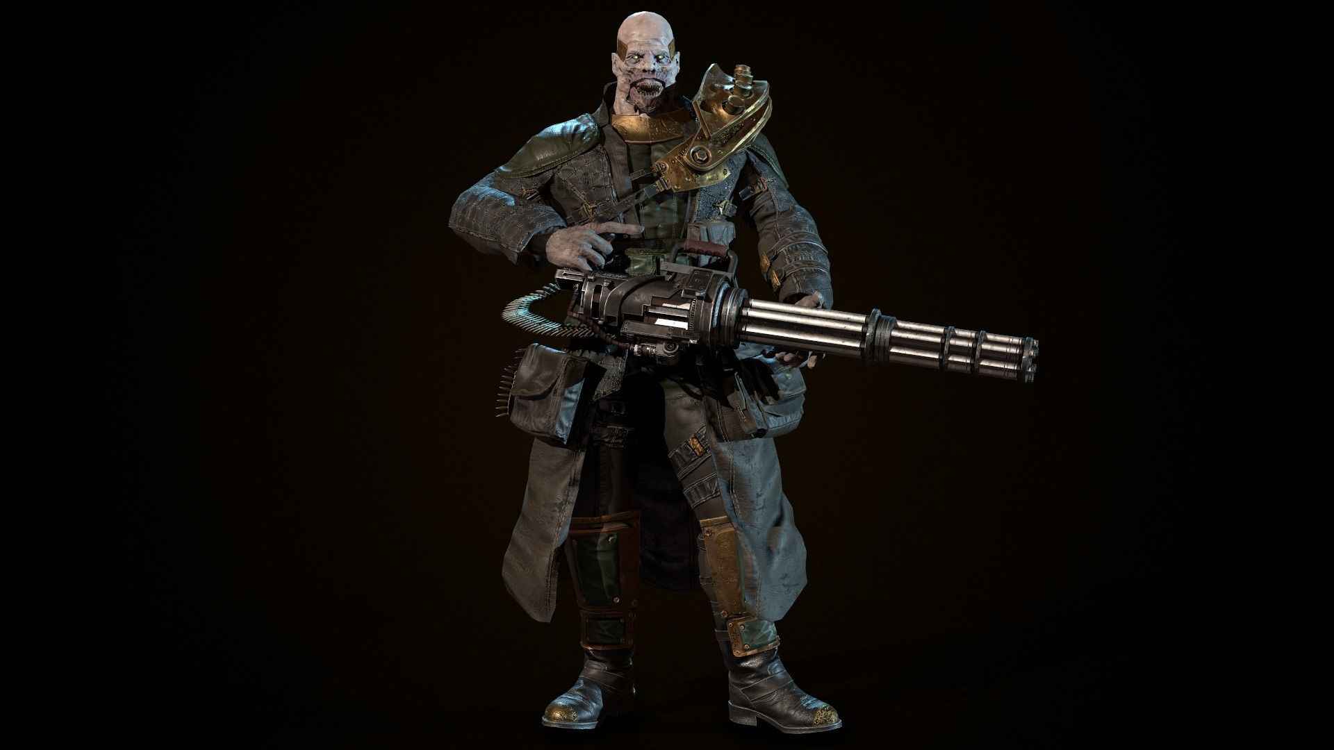 mutant with a machine gun Low-poly 3D model_30