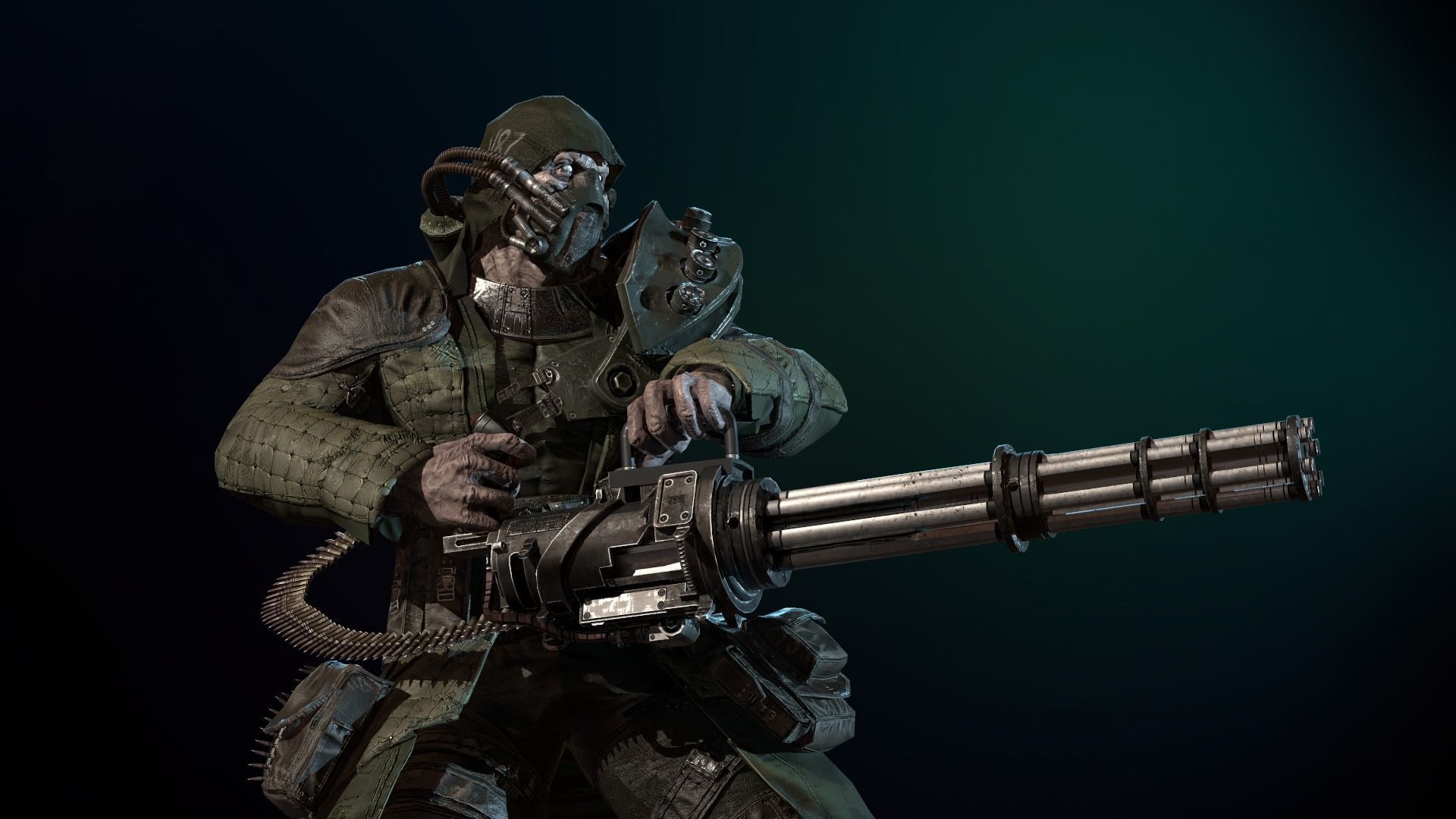 mutant with a machine gun Low-poly 3D model_19