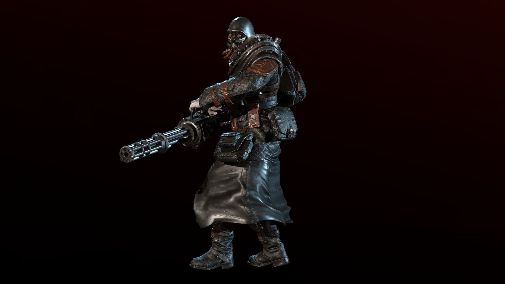 mutant with a machine gun Low-poly 3D model_25