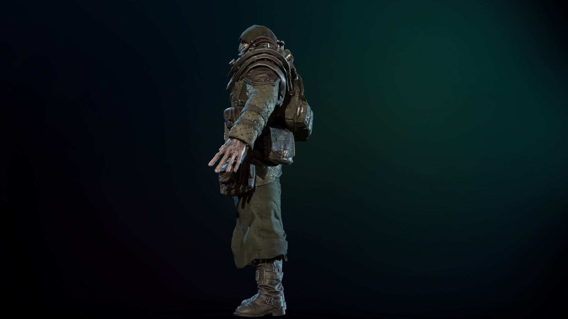 mutant with a machine gun Low-poly 3D model_32