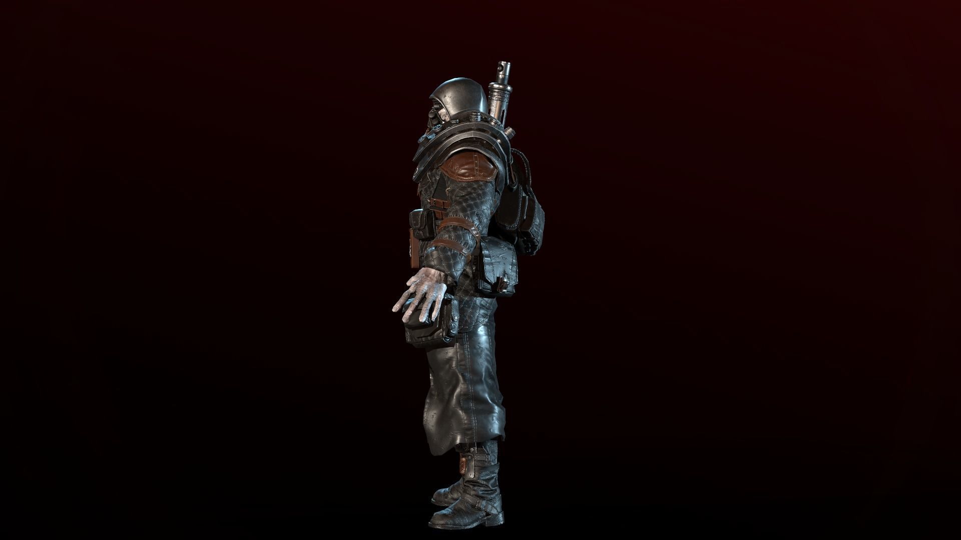 mutant with a machine gun Low-poly 3D model_13