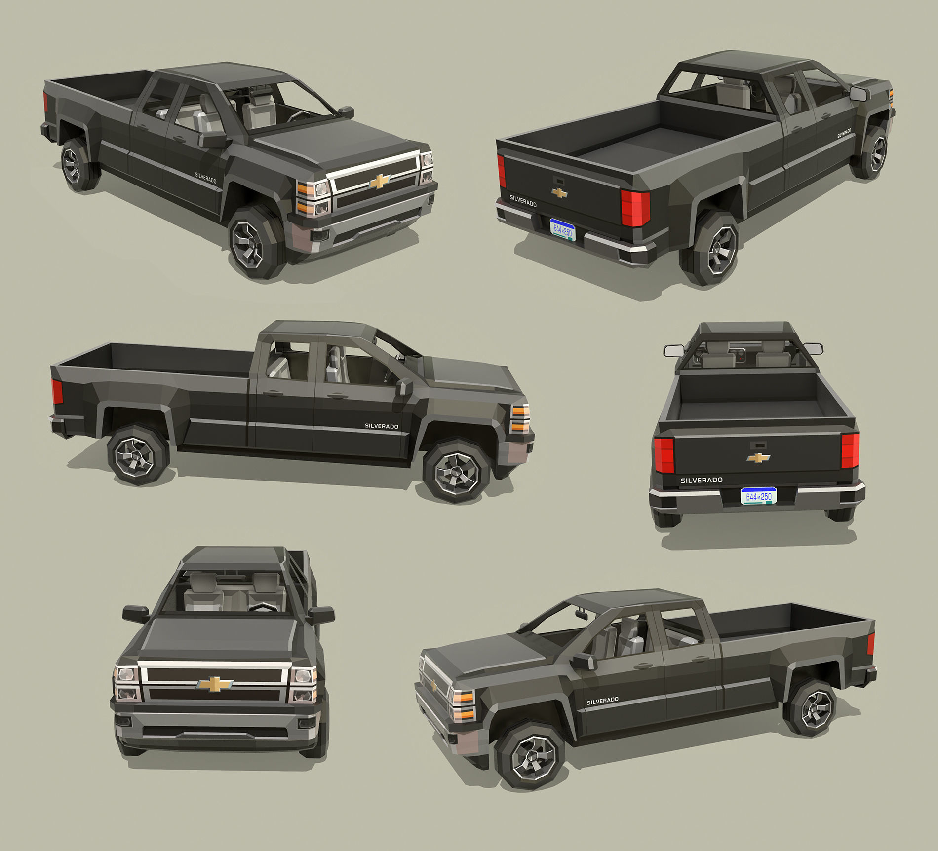 3D model Pickup Chevrolet Silverado VR / AR / lowpoly CGTrader