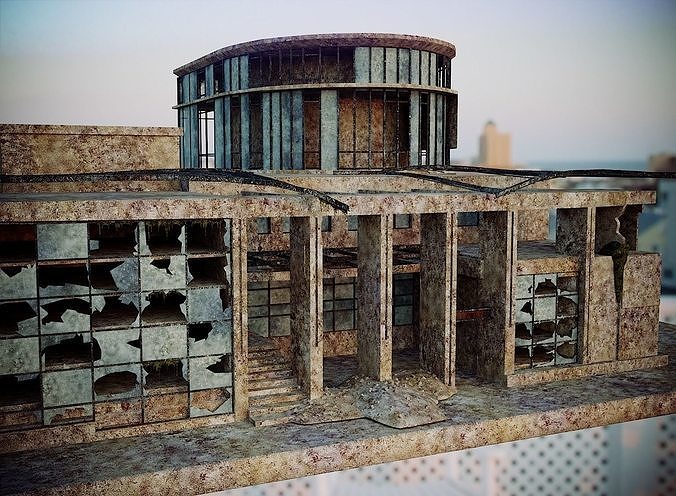 Apocalyptic destroyed building  3D model