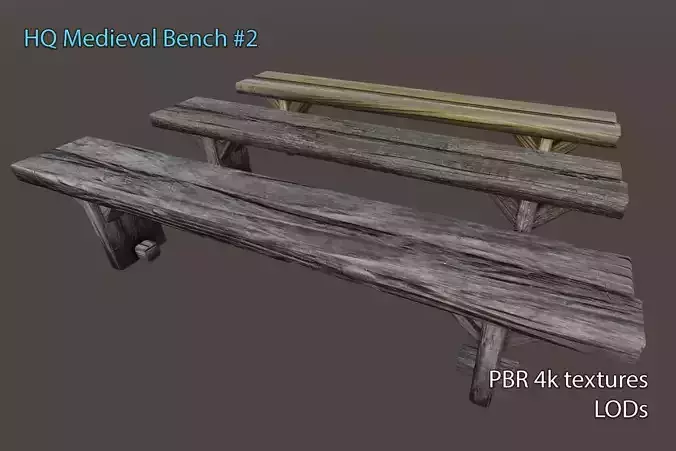 HQ PBR 4K Medieval bench 2
