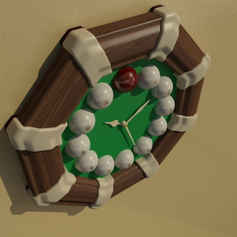 Wall clock billiard 3D model_5