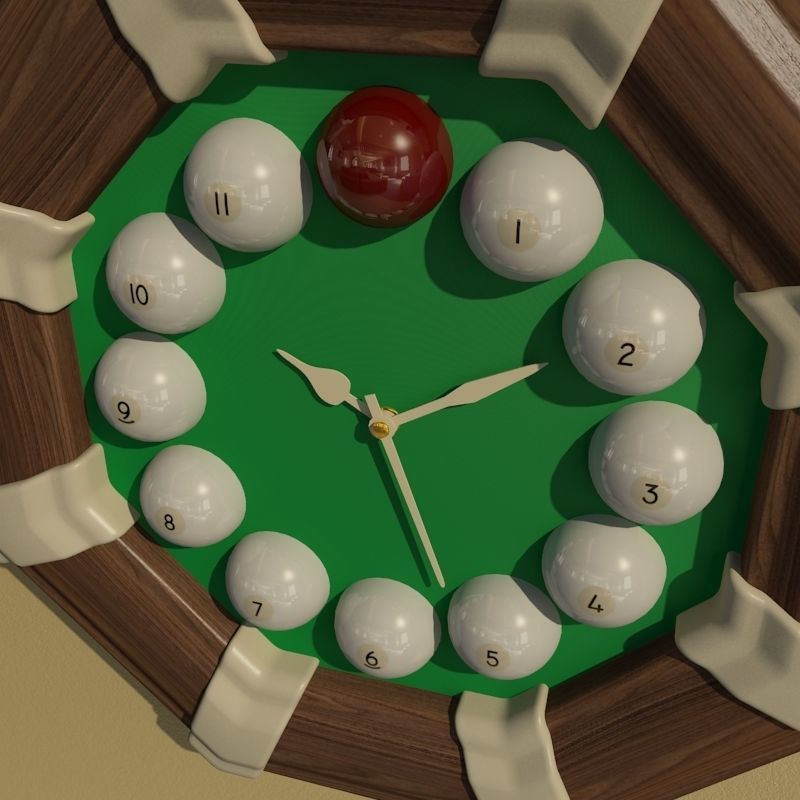 Wall clock billiard 3D model_1