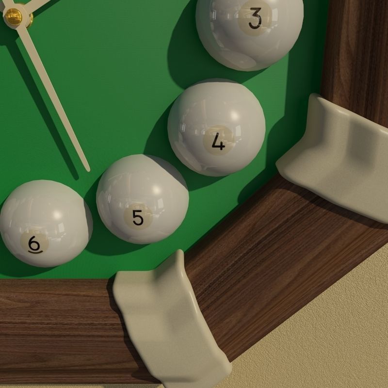Wall clock billiard 3D model_3